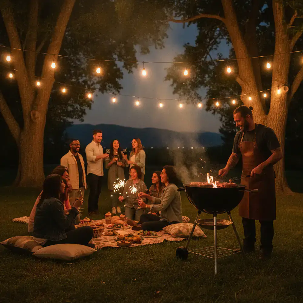 People enjoying an outdoor BBQ gathering